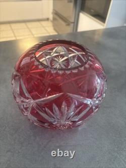 Vase Boule En Cristal Doublé Rouge De Saint-louis Numéro 12 Taillé Main