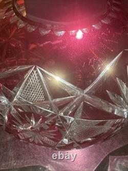 Vase Boule En Cristal Doublé Rouge De Saint-louis Numéro 12 Taillé Main