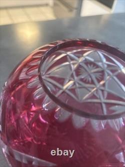Vase Boule En Cristal Doublé Rouge De Saint-louis Numéro 12 Taillé Main