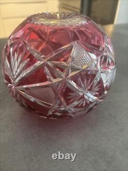 Vase Boule En Cristal Doublé Rouge De Saint-louis Numéro 12 Taillé Main