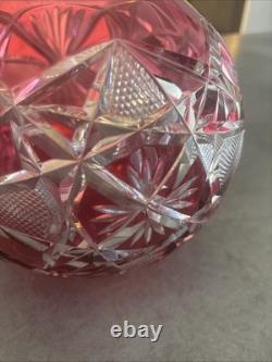 Vase Boule En Cristal Doublé Rouge De Saint-louis Numéro 12 Taillé Main