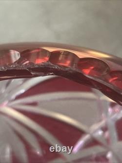 Vase Boule En Cristal Doublé Rouge De Saint-louis Numéro 12 Taillé Main