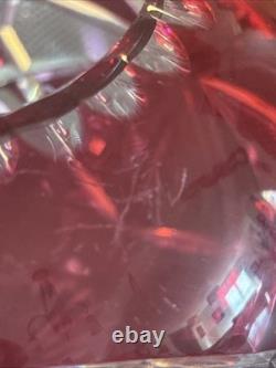 Vase Boule En Cristal Doublé Rouge De Saint-louis Numéro 12 Taillé Main