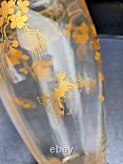 Vase Cristal Saint Louis Baccarat Decor Dore Papillons Fleurs 1900