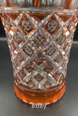 Vase Évasé Cristal De Saint-Louis Overlay 1930 Art Deco Orange H21cm Bon état