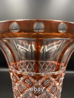 Vase Évasé Cristal De Saint-Louis Overlay 1930 Art Deco Orange H21cm Bon état