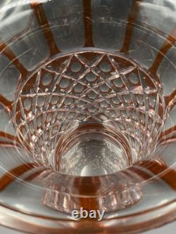 Vase Évasé Cristal De Saint-Louis Overlay 1930 Art Deco Orange H21cm Bon état