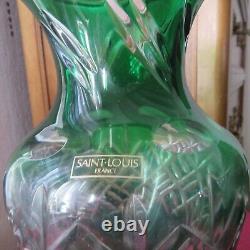 Vase Médicis en cristal de saint louis de couleur vert H 23 CM signé