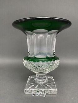 Vase Modèle Versailles cristal Saint-Louis Signé Pied douche Vert blanc H6219