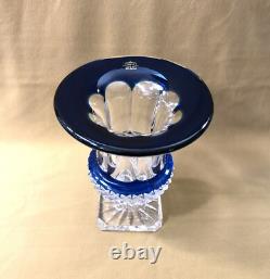 Vase VASQUE DE MEDICIS cristal SAINT LOUIS doublé BLEU modèle VERSAILLES 19,5cm