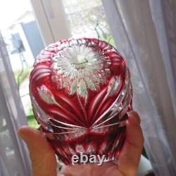 Vase boule en cristal taillé rouge saint louis baccarat lorraine a définir