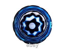 Vase contemporain en cristal overlay bleu acide signé Saint-Louis St océane