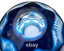 Vase contemporain en cristal overlay bleu acide signé Saint-Louis St océane