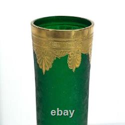 Vase cristal de saint louis dégagé à l'acide Nelly vert or 1930