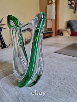 Vase cristal st louis avec nuance de vert h18 cm, poids 1,6 kg occasion
