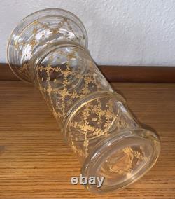 Vase en cristal soufflé doré XIXe Empire Baccarat St Louis guirlande de fleurs