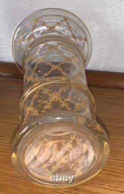 Vase en cristal soufflé doré XIXe Empire Baccarat St Louis guirlande de fleurs