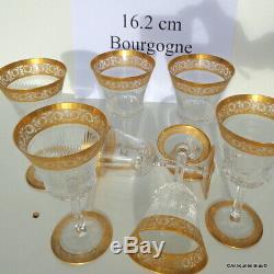 Verre Bourgogne pied ajouré 162m Saint St Louis Cristal Thistle Or signé parfait