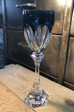 Verre à vin cristal du rhin St Louis bleu modele Chambord H 22,2 cm
