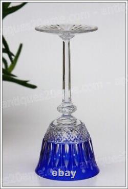 Verre à vin du Rhin en cristal de St Louis Tommy bleu Roemer glass (B)