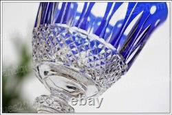 Verre à vin du Rhin en cristal de St Louis Tommy bleu Roemer glass (B)