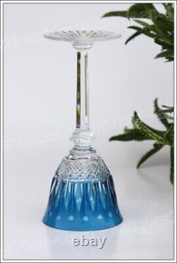 Verre à vin du Rhin en cristal de St Louis Tommy bleu ciel Roemer glass