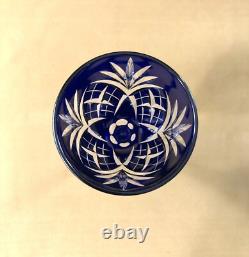 Verre à vin signé SAINT LOUIS modèle CHANTILLY cristal BLEU roemer Couleurs Rhin