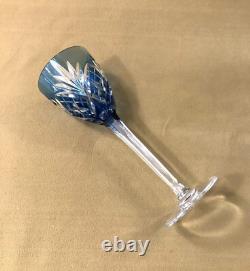 Verre à vin signé SAINT LOUIS modèle CHANTILLY cristal BLEU roemer Couleurs Rhin