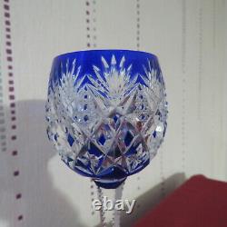 Verre roemer couleur bleu foncé cristal de saint louis modèle florence H 23,5 cm