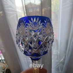 Verre roemer couleur bleu foncé cristal de saint louis modèle florence H 23,5 cm