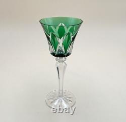 Verre roemer vin Rhin cristal signé SAINT LOUIS doublé VERT modèle CAMARGUE 20,3