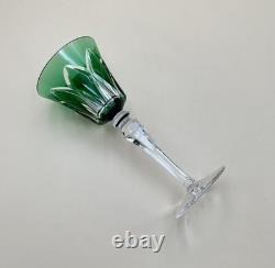 Verre roemer vin Rhin cristal signé SAINT LOUIS doublé VERT modèle CAMARGUE 20,3