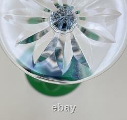 Verre roemer vin Rhin cristal signé SAINT LOUIS doublé VERT modèle CAMARGUE 20,3