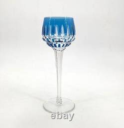 Verre roemer vin du Rhin signé SAINT LOUIS cristal BLEU modèle MANHATTAN 20,5 cm