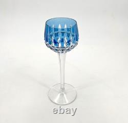 Verre roemer vin du Rhin signé SAINT LOUIS cristal BLEU modèle MANHATTAN 20,5 cm