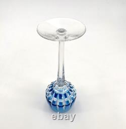 Verre roemer vin du Rhin signé SAINT LOUIS cristal BLEU modèle MANHATTAN 20,5 cm
