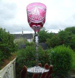 Verre vin Rhin Roemer cristal doublé St Louis/Baccarat/Val st Lambert rose LOT 1