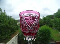 Verre vin Rhin Roemer cristal doublé St Louis/Baccarat/Val st Lambert rose LOT 1