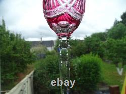 Verre vin Rhin Roemer cristal doublé St Louis/Baccarat/Val st Lambert rose LOT 1