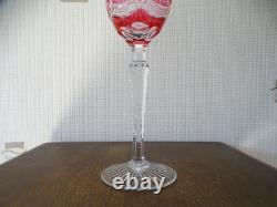 Verre vin du Rhin cristal SAINT LOUIS Roemer rose monogrammé SE LOT 2
