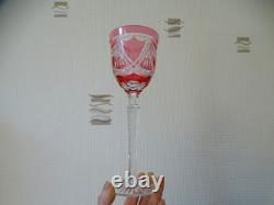 Verre vin du Rhin cristal SAINT LOUIS Roemer rose monogrammé SE LOT 2