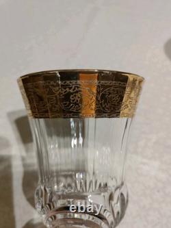 Verres a vin en cristal taille et grave, dore a l'or finstyle Saint -Louis French