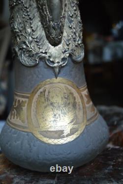 Verseuse Aiguière Cristal Monture Métal Argenté Lion Saint Marc Saint Louis XIXe